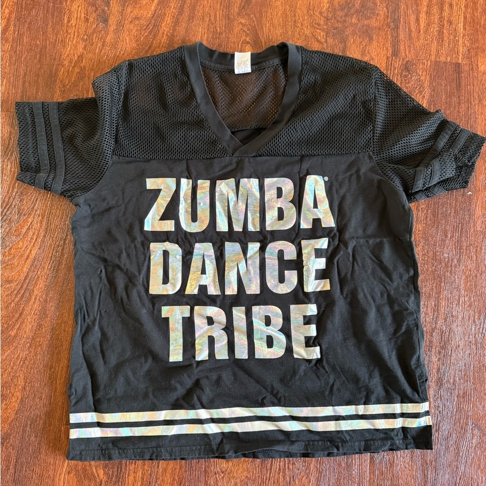 Zumba Fitness Black Tee with Silver Accents